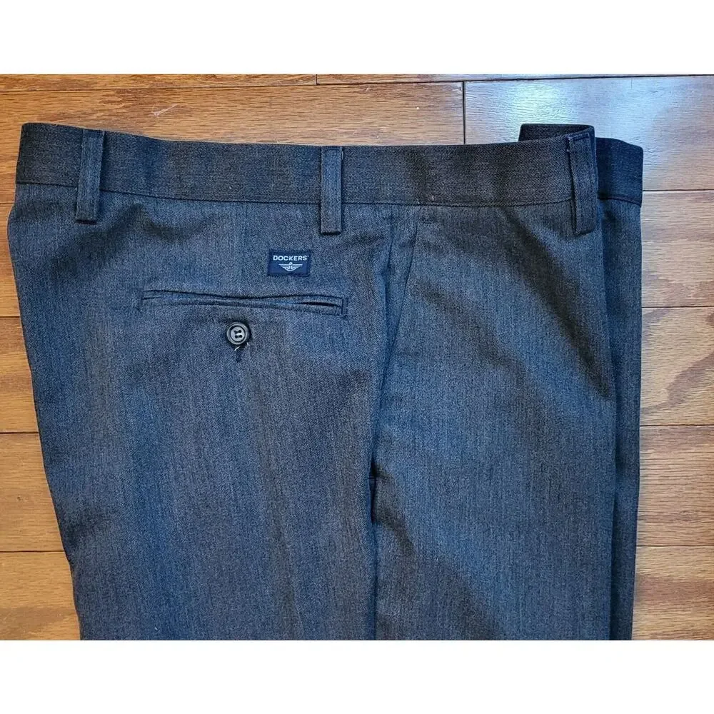 Dockers Pants Mens Gray Flat Front Classic Fit Casual Size W36xL28.5